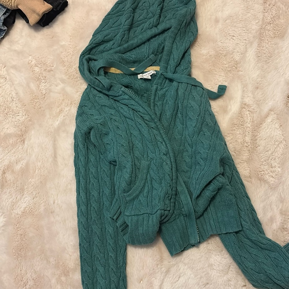 Green quilted sweater